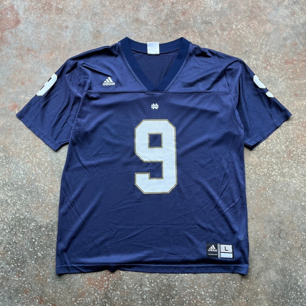 VTG Adidas Notre Dame Fighting Irish Jersey Mens Large Navy Blue 9 Football